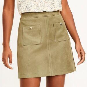 Loft Sage Green Faux Suede Pocket Skirt.
